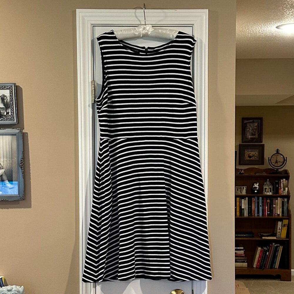 Talbots Navy and White Striped Dress